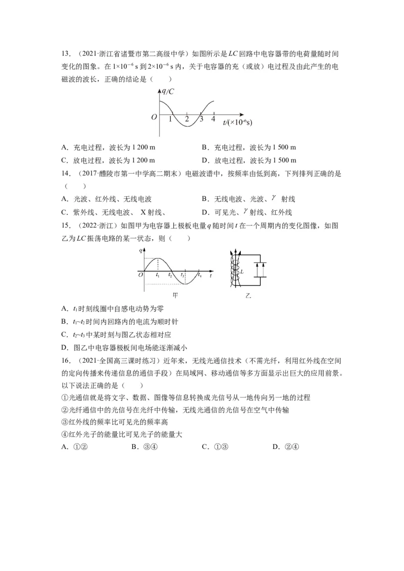 备战2023年高考物理考试易错题&mdash;易错点35光的波动性电磁波_4.2025物理总复习_2023年新高复习资料_一轮复习_备战2023新高考物理一轮复习考试易错题（含答案）