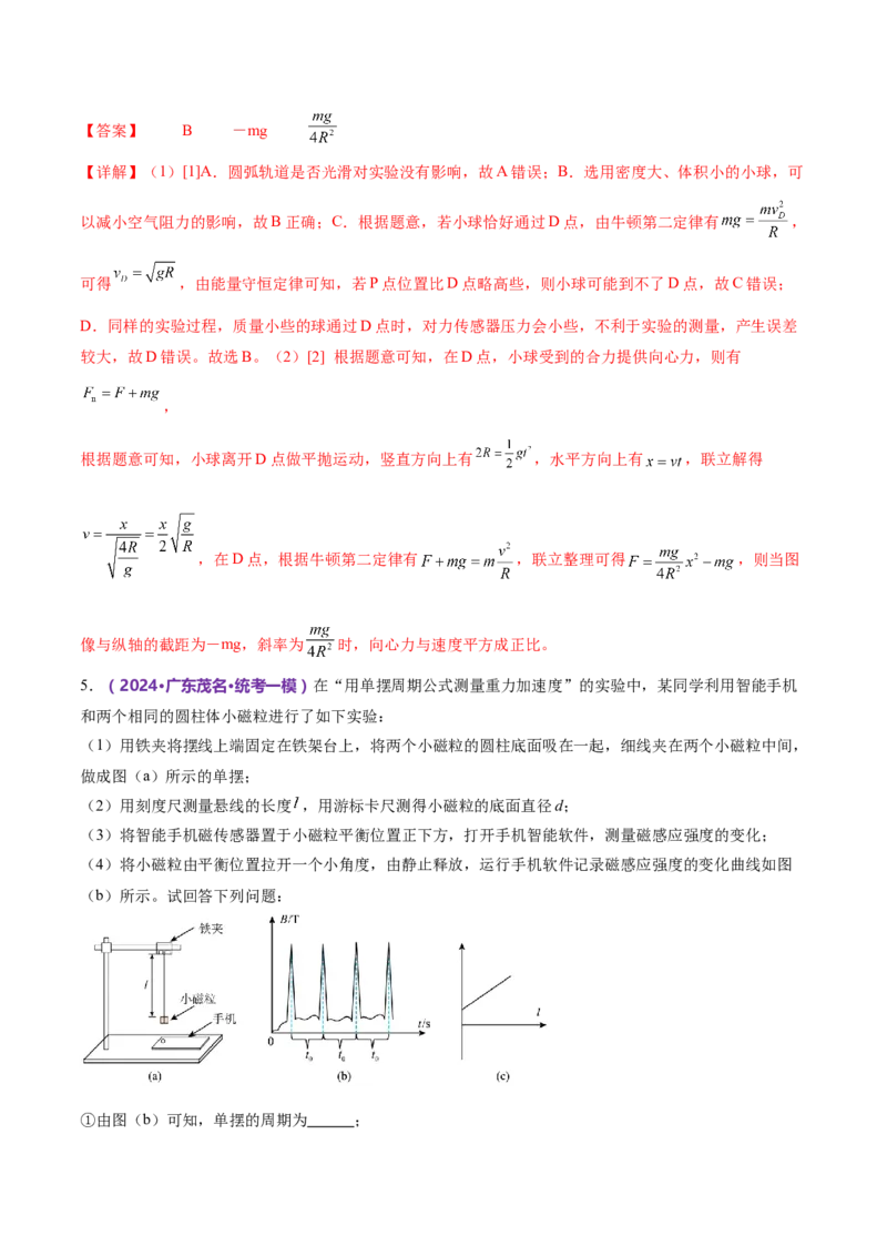 专题19力学实验（练习）（解析版）_4.2025物理总复习_2024年新高考资料_2.2024二轮复习_2024年高考物理二轮复习讲练测（新教材新高考）