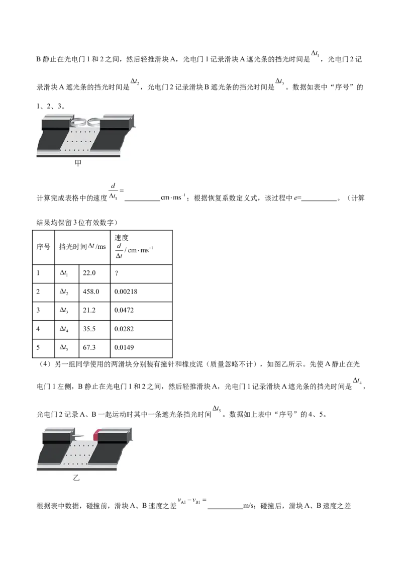 专题19力学实验（练习）（解析版）_4.2025物理总复习_2024年新高考资料_2.2024二轮复习_2024年高考物理二轮复习讲练测（新教材新高考）