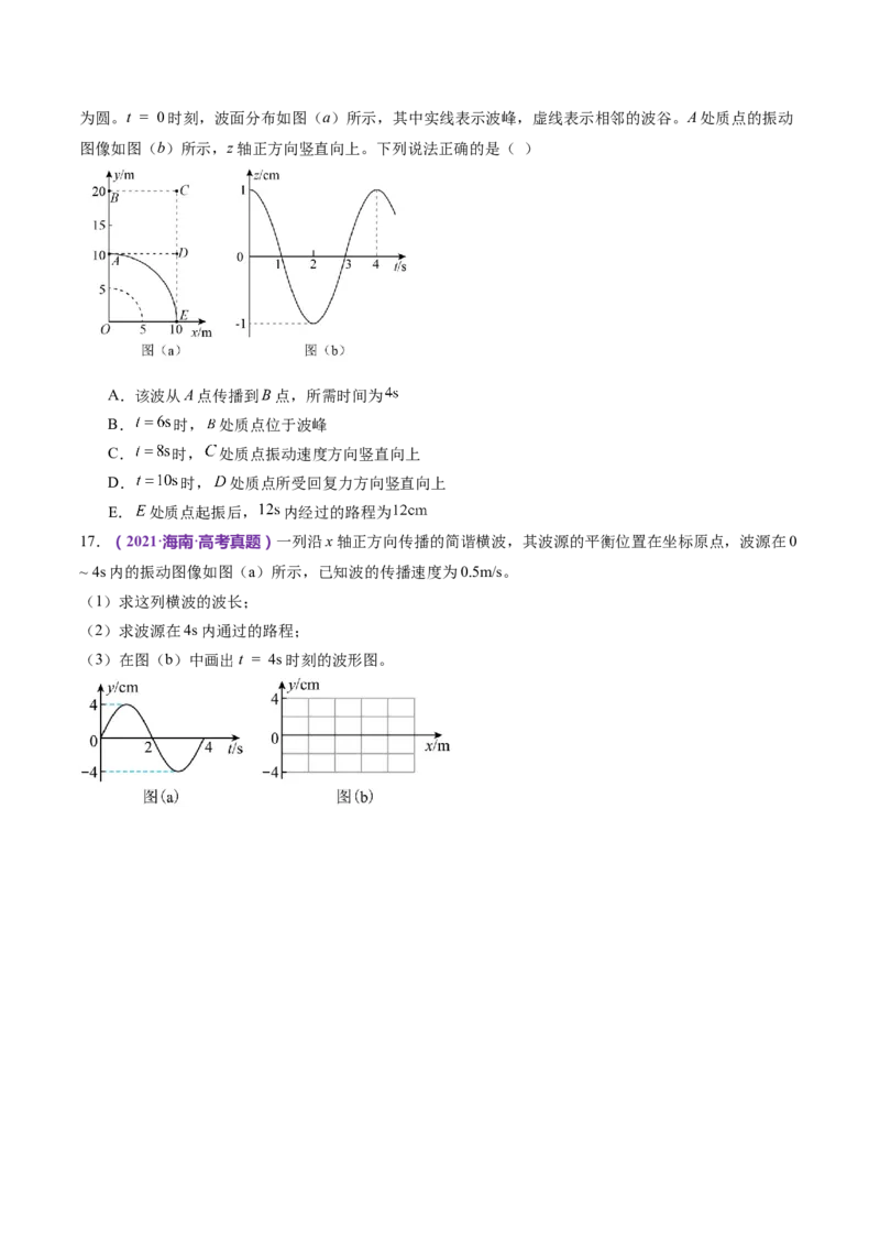 专题15机械振动与机械波（练习）（原卷版）_4.2025物理总复习_2024年新高考资料_2.2024二轮复习_2024年高考物理二轮复习讲练测（新教材新高考）