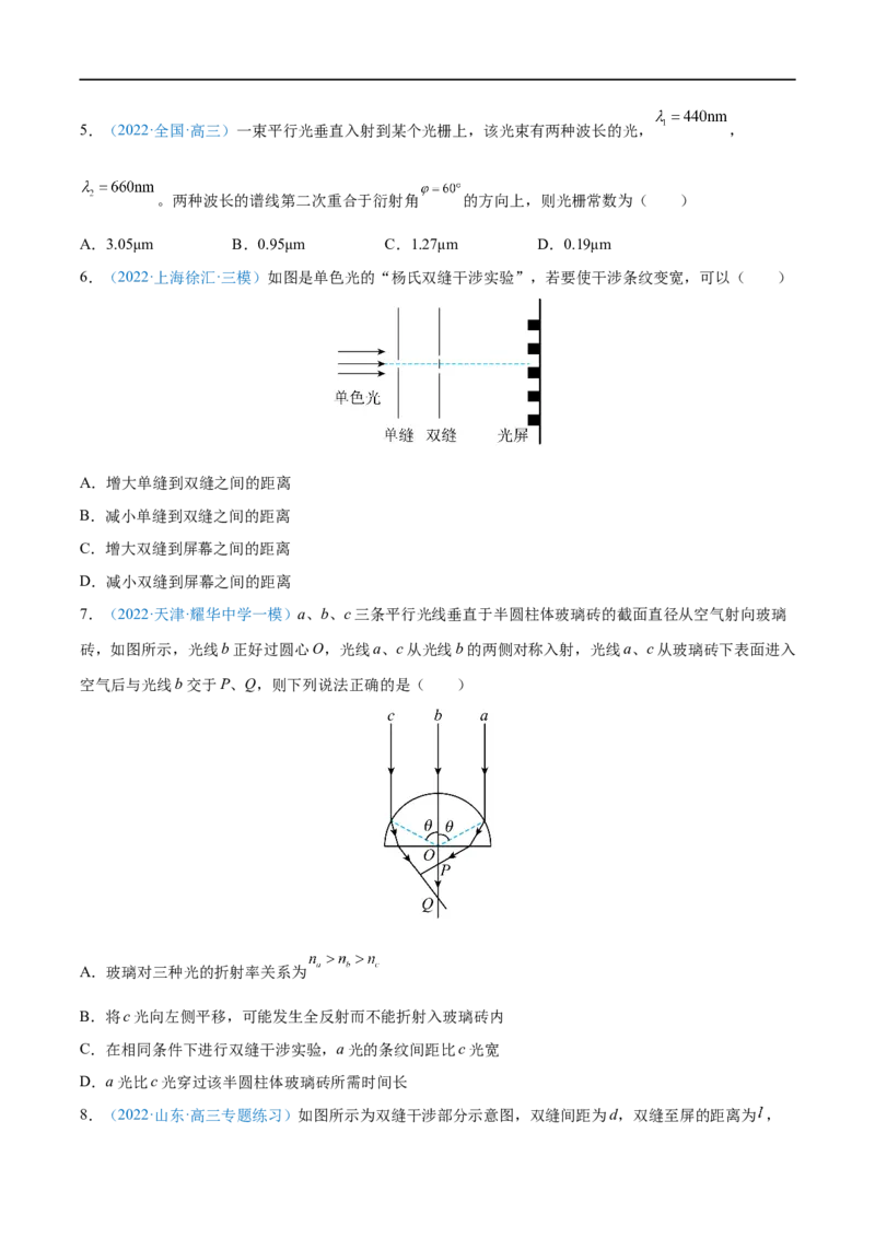 专题32光的干涉、衍射和偏振　电磁波&mdash;&mdash;全攻略备战2023年高考物理一轮重难点复习（原卷版）_4.2025物理总复习_2023年新高复习资料_一轮复习