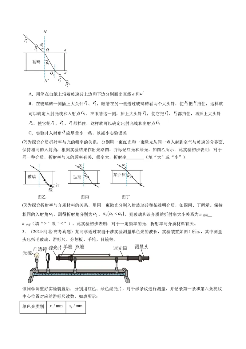 第62讲光学实验（讲义）（原卷版）_4.2025物理总复习_2025年新高考资料_一轮复习_2025年高考物理一轮复习讲练测（新教材新高考）