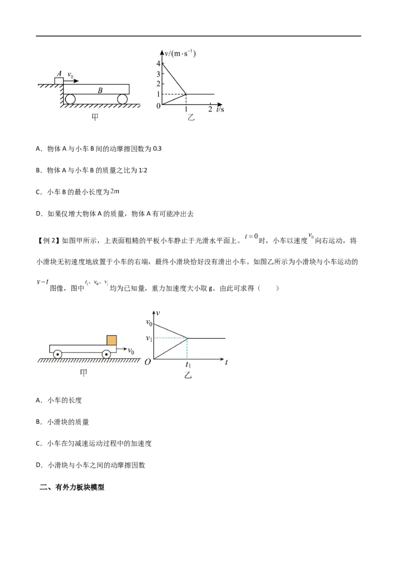专题19板块模型（原卷版）_4.2025物理总复习_2023年新高复习资料_一轮复习_2023届高三物理一轮复习多维度导学与分层专练