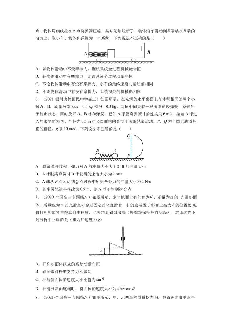 备战2023年高考物理考试易错题&mdash;&mdash;易错点15动量守恒定理及其应用_4.2025物理总复习_2023年新高复习资料_一轮复习_备战2023新高考物理一轮复习考试易错题（含答案）