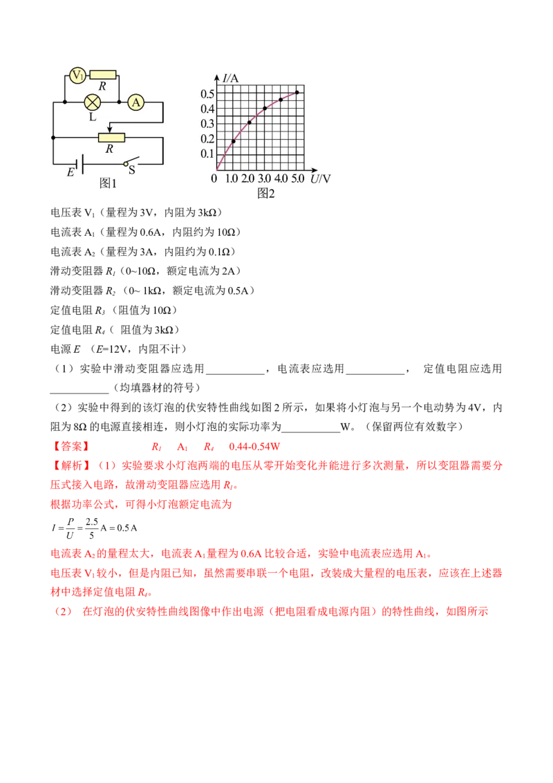 专题8.3实验：描绘小灯泡伏安特性曲线和测定金属电阻率讲&mdash;&mdash;2023年高考物理一轮复习讲练测（新教材新高考通用）（解析版）_4.2025物理总复习_2023年新高复习资料_一轮复习