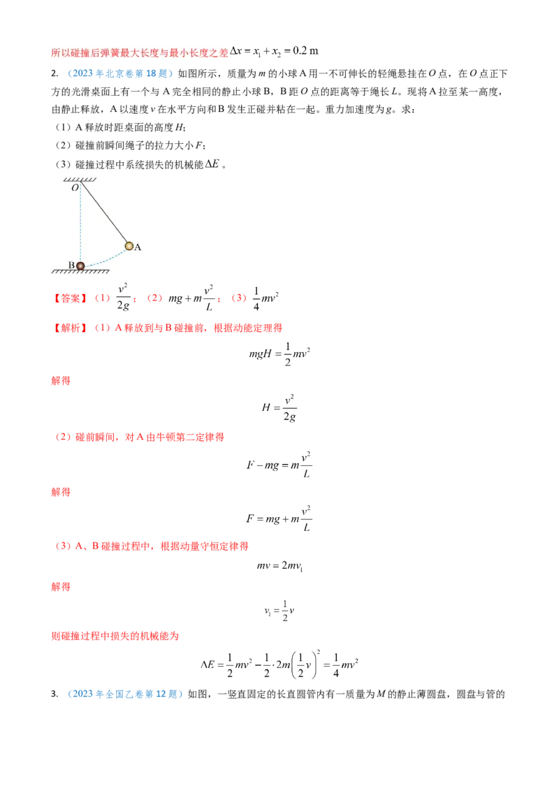 专题13动量守恒定律的应用（解析版）_4.2025物理总复习_2025年新高考资料_专项复习_备战2025年高考物理真题题源解密（新高考通用）（完结）
