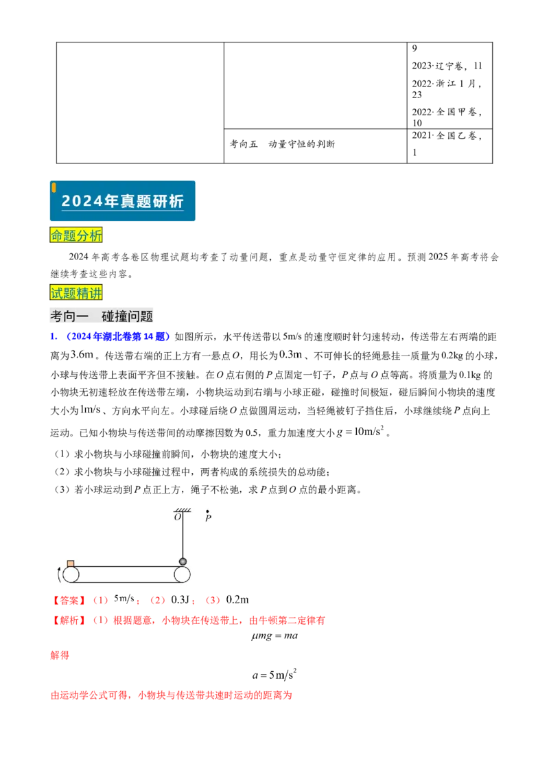 专题13动量守恒定律的应用（解析版）_4.2025物理总复习_2025年新高考资料_专项复习_备战2025年高考物理真题题源解密（新高考通用）（完结）