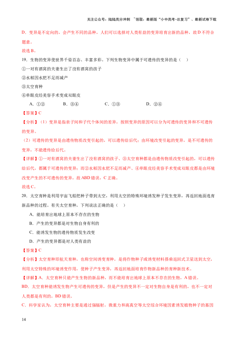 主题六遗传与进化（测试）（测试）（解析版）_02中考总复习（2026版更新中）_08-生物-中考总复习_2025中考复习资料_2025中考二轮课件ppt+讲义+练习生物_测试