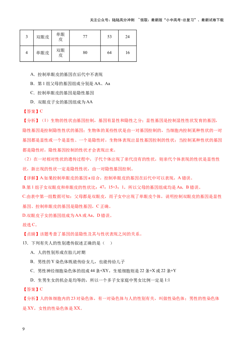 主题六遗传与进化（测试）（测试）（解析版）_02中考总复习（2026版更新中）_08-生物-中考总复习_2025中考复习资料_2025中考二轮课件ppt+讲义+练习生物_测试