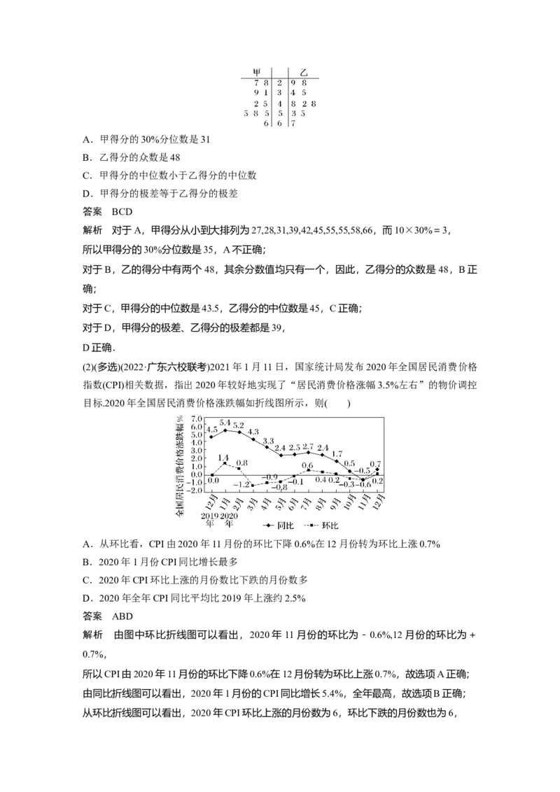 2023年高考数学二轮复习(新高考版)第1部分专题突破专题5　第3讲　统计与成对数据的分析_2.2025数学总复习_2023年新高考资料_二轮复习_2023年高考数学二轮复习讲义+课件（新高考版）