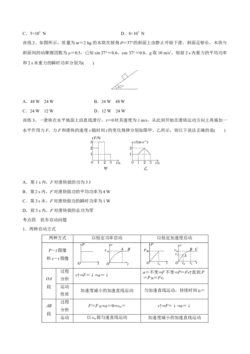 第一讲功和功率（原卷版）_4.2025物理总复习_2023年新高复习资料_一轮复习_2023年高三物理一轮复习精讲精练278111462_第六章机械能守恒定律