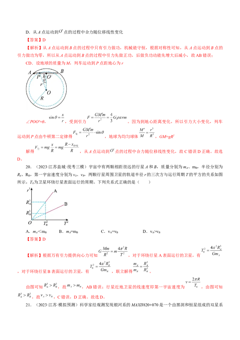 押江苏卷6题万有引力宇宙航行（解析版）_4.2025物理总复习_2024年新高考资料_5.2024三轮冲刺_备战2024年高考物理临考题号押题（江苏卷）322751514