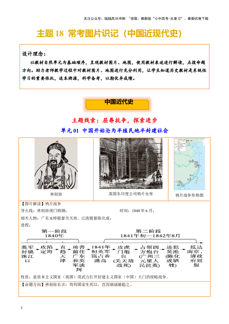 主题18+常考图片识记（中国近现代史）（图片解读+命题方向+参考答案）-2025年中考历史一轮知识点梳理_02中考总复习（2026版更新中）_06-历史-中考总复习_2025年中考复习资料