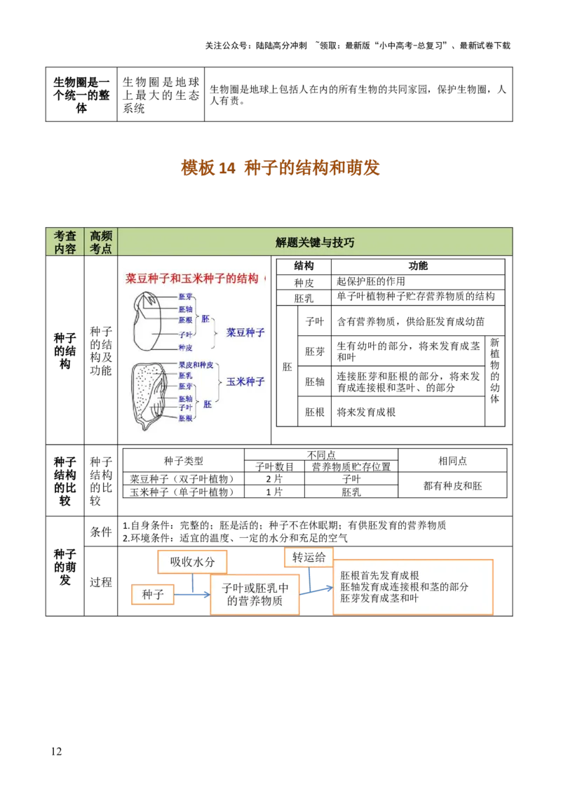 初中生物29大知识专题答题技巧与模板汇总_02中考总复习（2026版更新中）_08-生物-中考总复习_2025中考复习资料_2025年中考生物答题方法模板