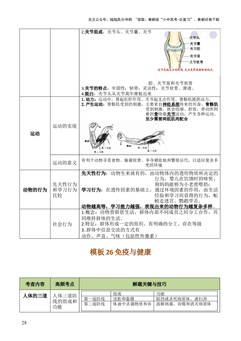 初中生物29大知识专题答题技巧与模板汇总_02中考总复习（2026版更新中）_08-生物-中考总复习_2025中考复习资料_2025年中考生物答题方法模板