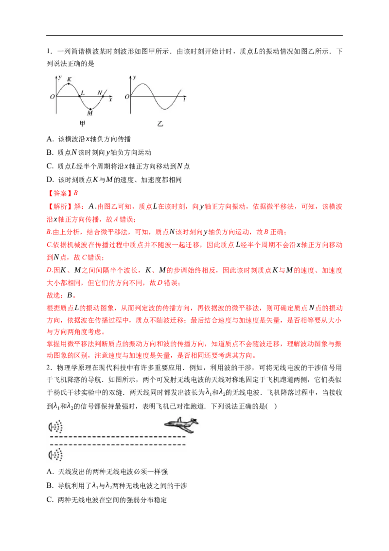第02练　机械波（解析版）_4.2025物理总复习_2023年新高复习资料_一轮复习_2023年高考物理一轮复习小题多维练（新高考专用）_第十三章　机械振动与机械波_第02练机械波