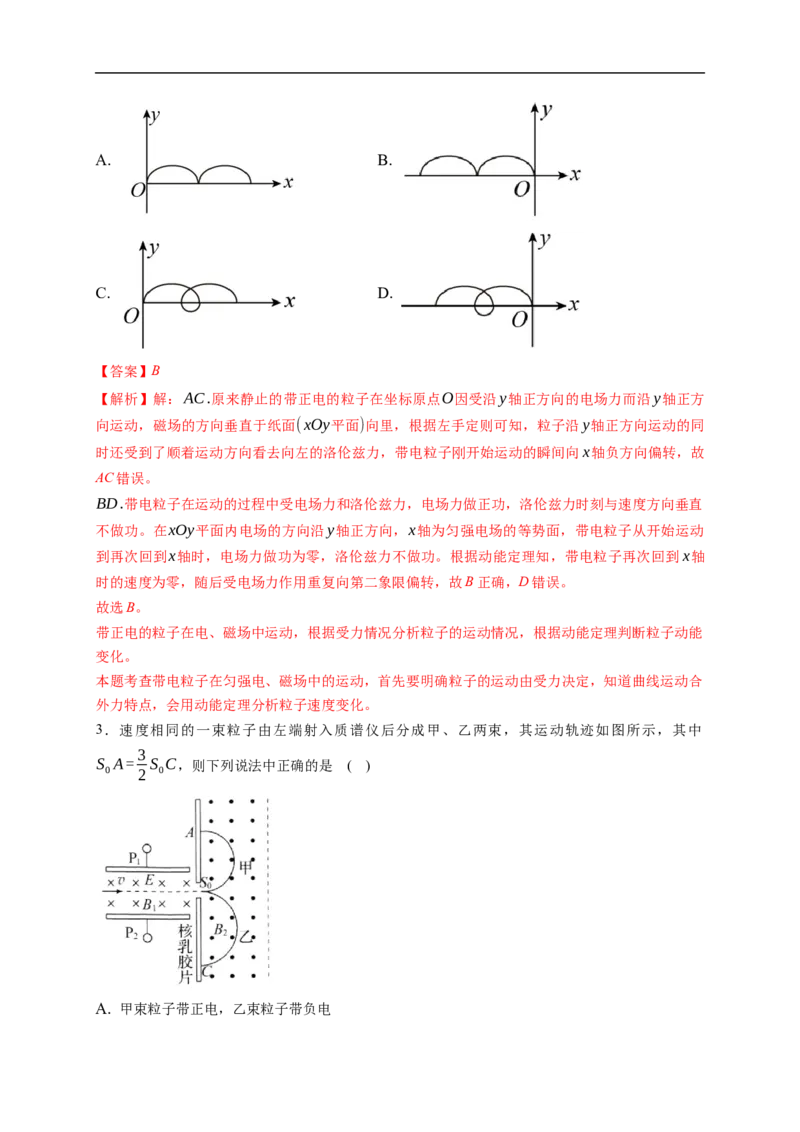 第03练　洛伦兹力与现代科技（解析版）_4.2025物理总复习_2023年新高复习资料_一轮复习_2023年高考物理一轮复习小题多维练（新高考专用）_第十章　磁场_第03练　洛伦兹力与现代科技