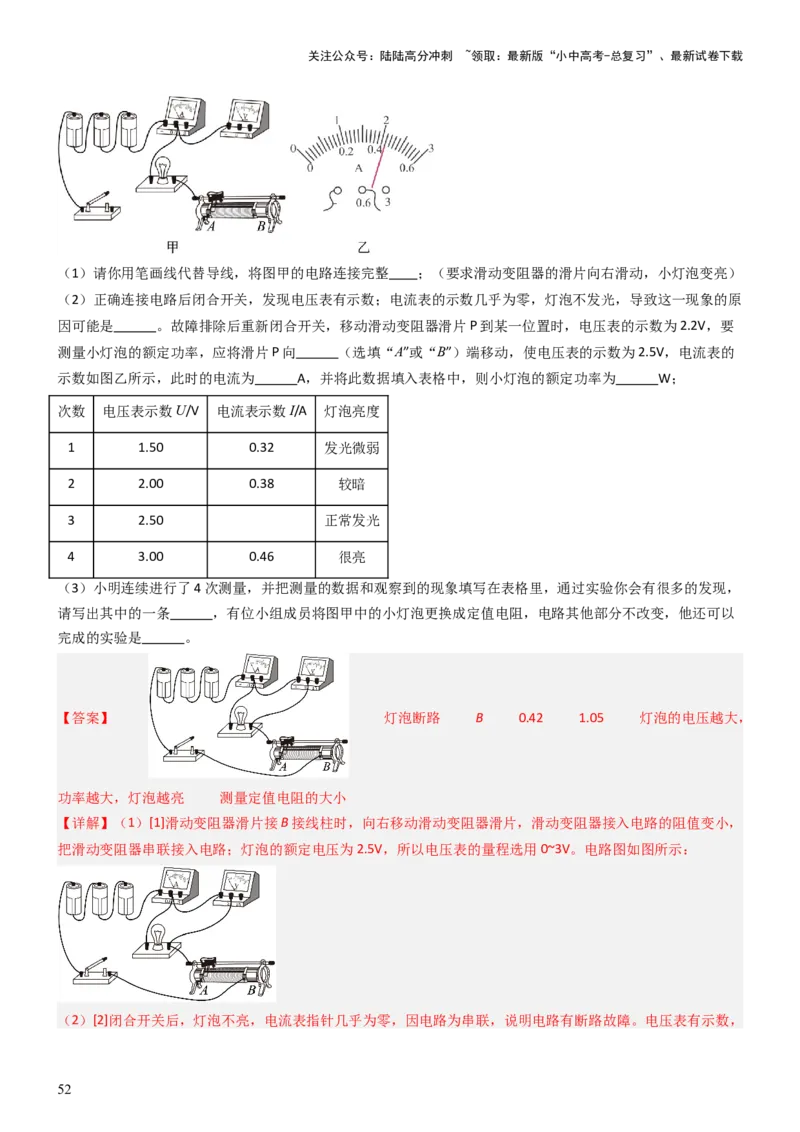 压轴题05测量小灯泡电功率实验（解析版）_02中考总复习（2026版更新中）_04-物理-中考总复习_2024年中考复习资料_三轮复习_2024年中考物理压轴题专项训练（全国通用）