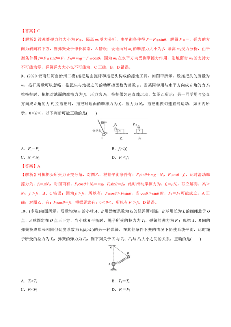 第三讲共点力平衡（解析版）_4.2025物理总复习_2023年新高复习资料_一轮复习_2023年高三物理一轮复习精讲精练278111462_第二章相互作用