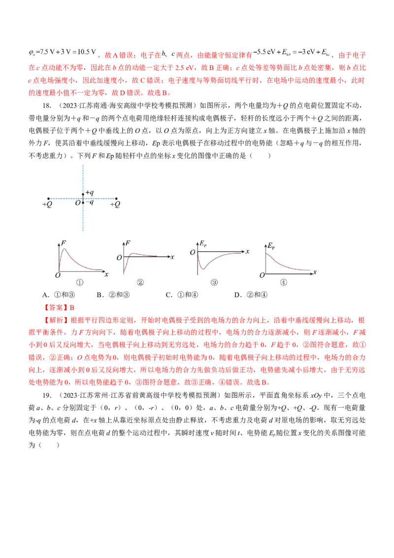 押江苏卷7题电场（解析版）_4.2025物理总复习_2024年新高考资料_5.2024三轮冲刺_备战2024年高考物理临考题号押题（江苏卷）322751514