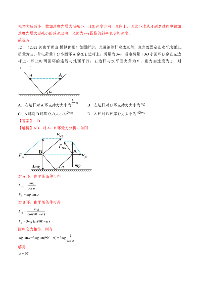 专题7.1　电场力的性质练&mdash;&mdash;2023年高考物理一轮复习讲练测（新教材新高考通用）（解析版）_4.2025物理总复习_2023年新高复习资料_一轮复习