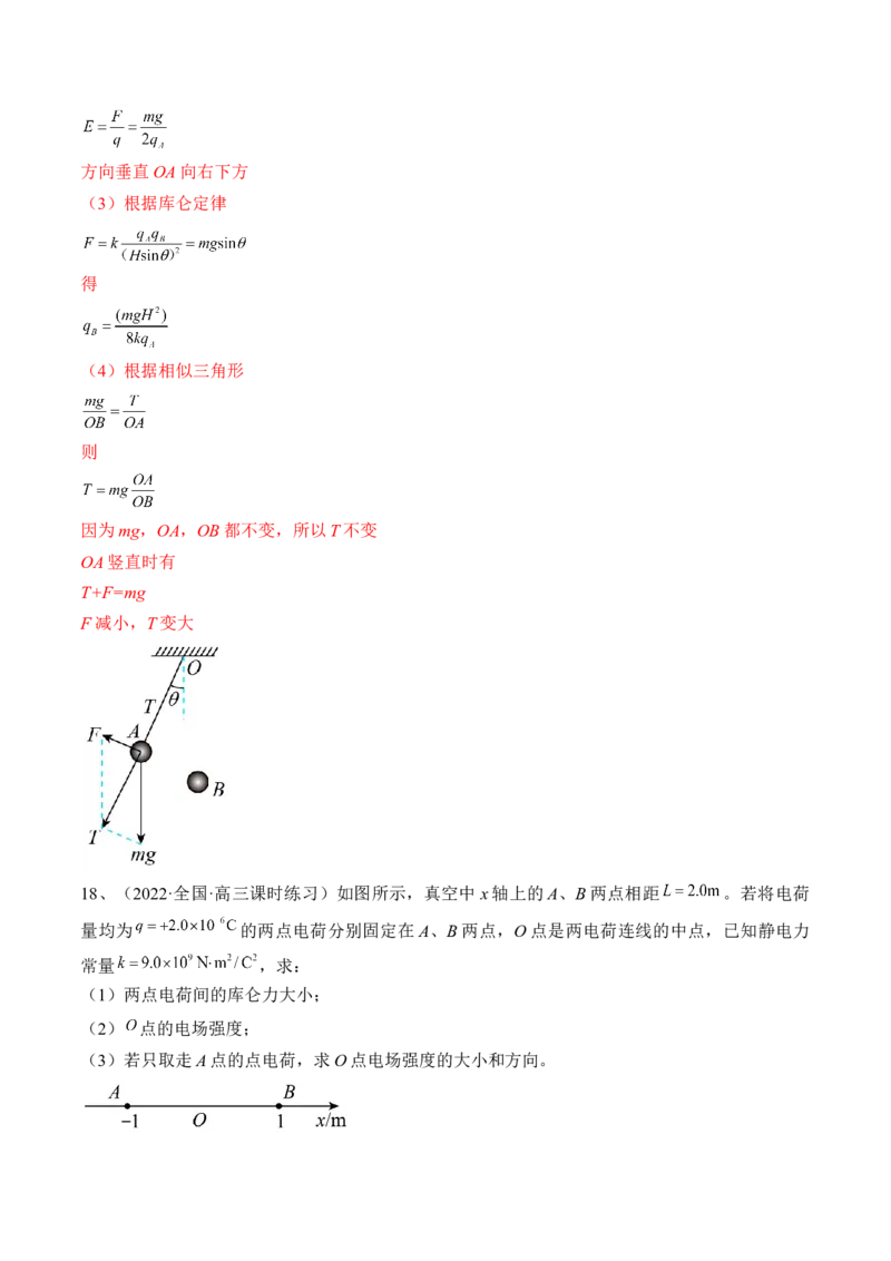 专题7.1　电场力的性质练&mdash;&mdash;2023年高考物理一轮复习讲练测（新教材新高考通用）（解析版）_4.2025物理总复习_2023年新高复习资料_一轮复习