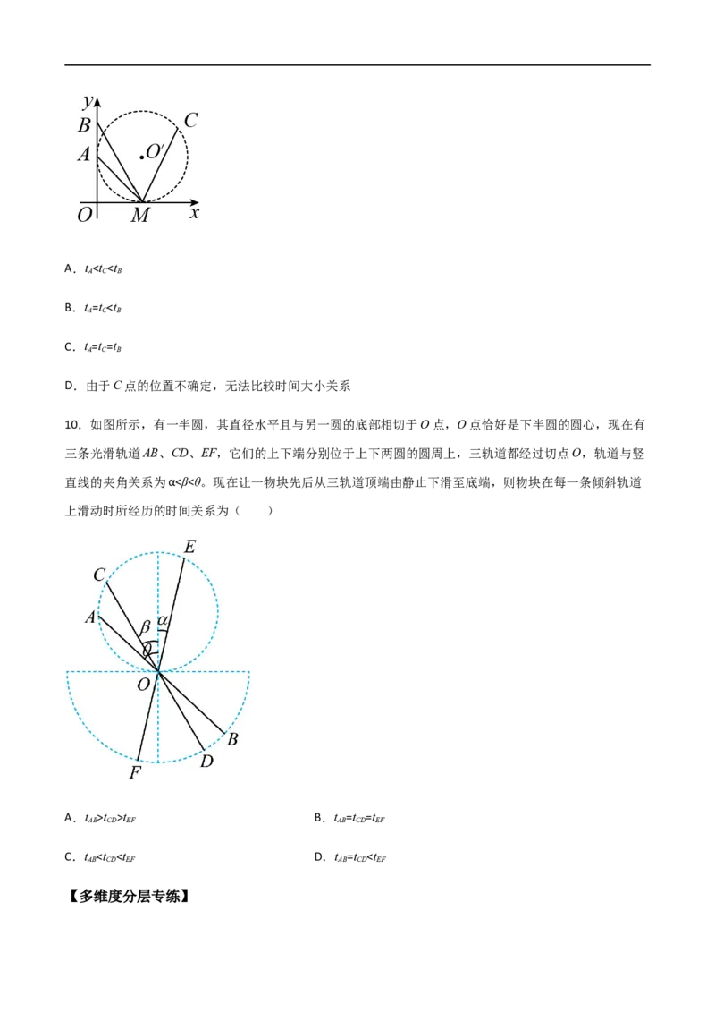 专题15超重失重、等时圆和动力学两类基本问题（原卷版）_4.2025物理总复习_2023年新高复习资料_一轮复习_2023届高三物理一轮复习多维度导学与分层专练