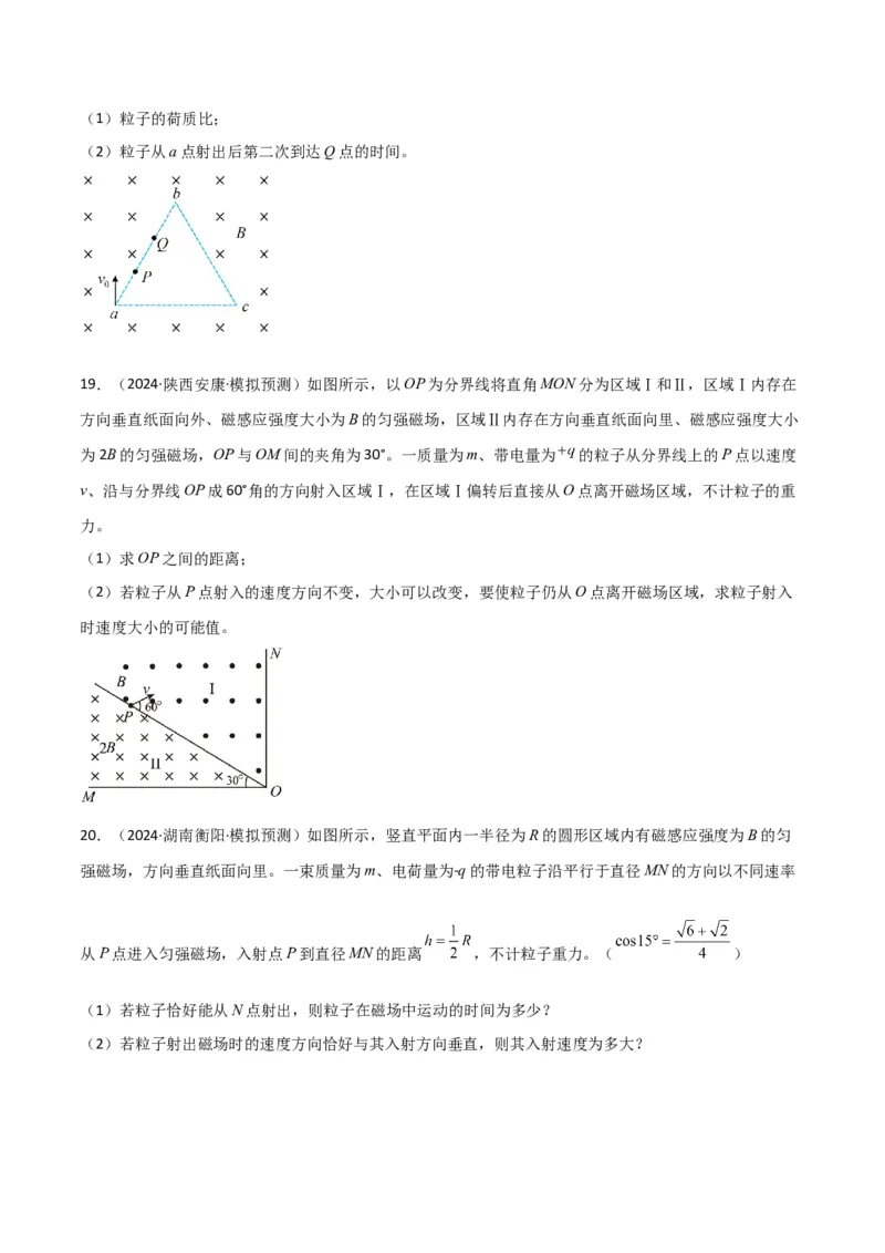 专题突破卷11带电粒子在磁场中的运动（单边界、双边界、三角形、四边形、圆边界、临界问题、多解问题）（原卷版）_4.2025物理总复习_2025年新高考资料_一轮复习