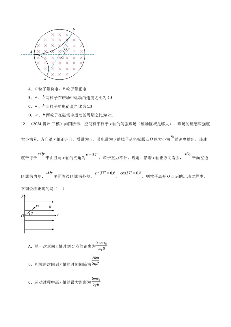 专题突破卷11带电粒子在磁场中的运动（单边界、双边界、三角形、四边形、圆边界、临界问题、多解问题）（原卷版）_4.2025物理总复习_2025年新高考资料_一轮复习