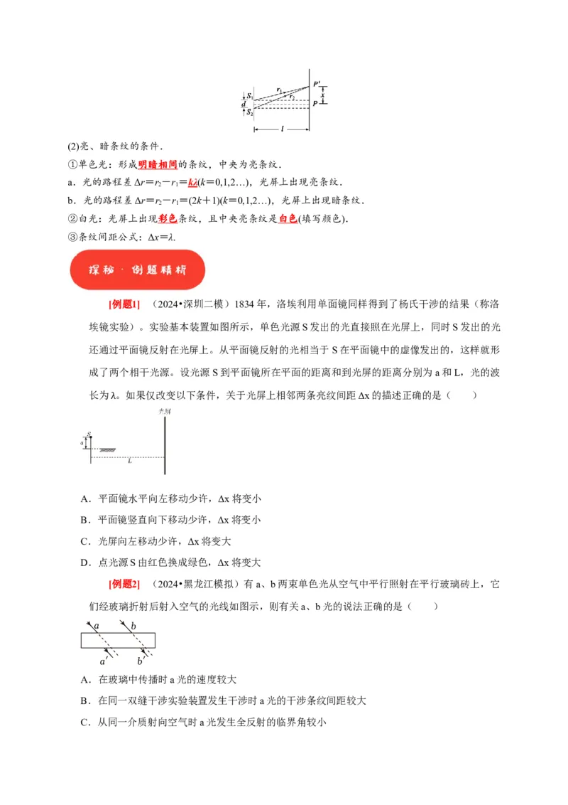 第30讲　光的干涉、衍射和偏振（原卷版）_4.2025物理总复习_2025年新高考资料_一轮复习_2025届高考物理一轮复习考点精讲精练（全国通用）（完结）