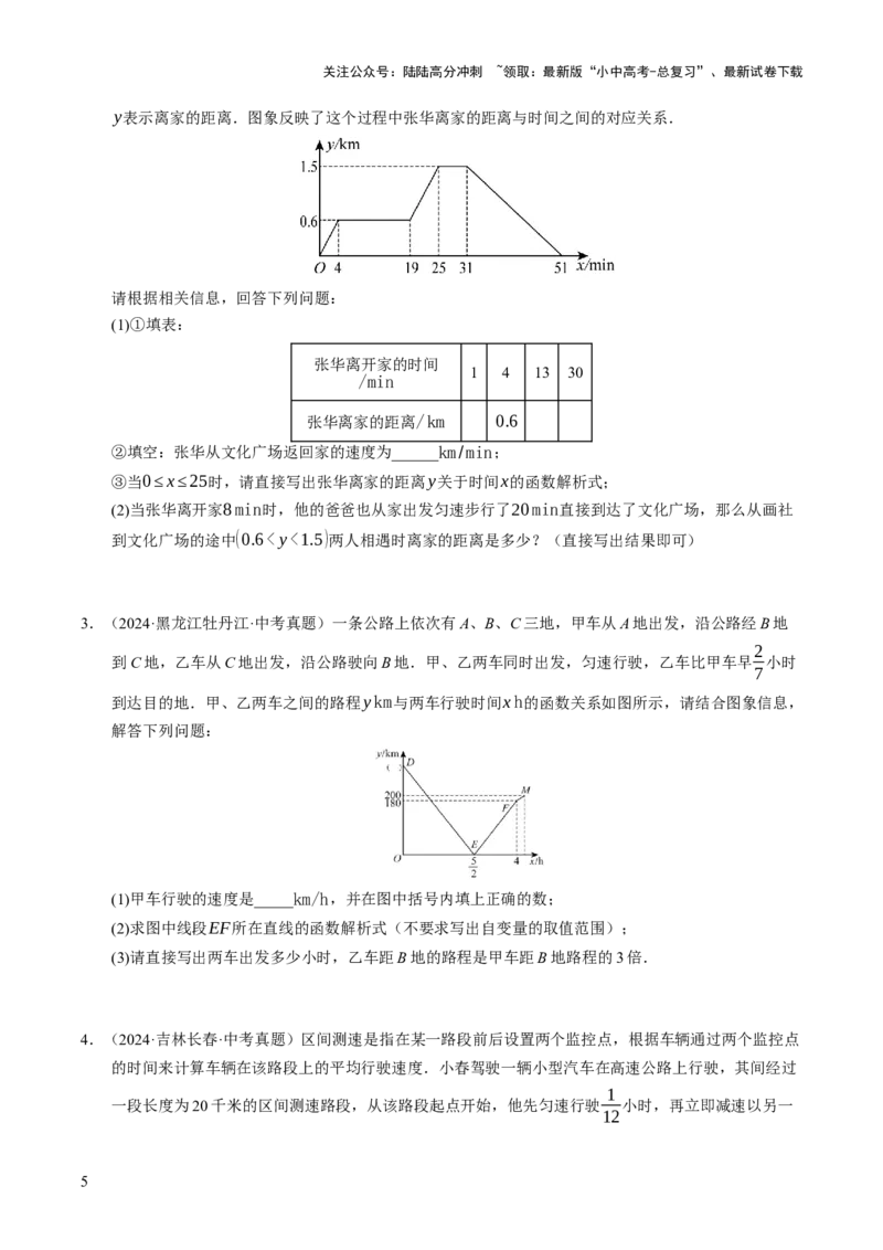 热点04一次函数与反比例函数（12大题型+高分技法+限时提升练）（原卷版）_02中考总复习（2026版更新中）_02-数学-中考总复习_2025中考复习资料_2025年中考数学二轮重点专题专练_热点专练