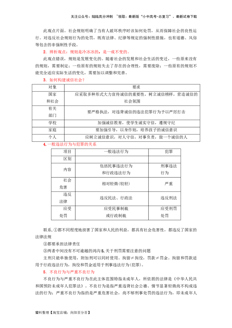 八年级道法上册-中考必备知识整理2024中考道德与法治复习6册教材常考知识集锦（部编版）_02中考总复习（2026版更新中）_07-道法-中考总复习_2024年中考复习资料_专项复习资料