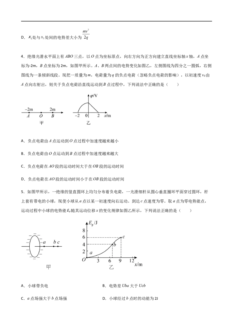 专题45电场中的&phi;-x、Ep-x、E-x三类图像（原卷版）_4.2025物理总复习_2023年新高复习资料_一轮复习_2023届高三物理一轮复习多维度导学与分层专练