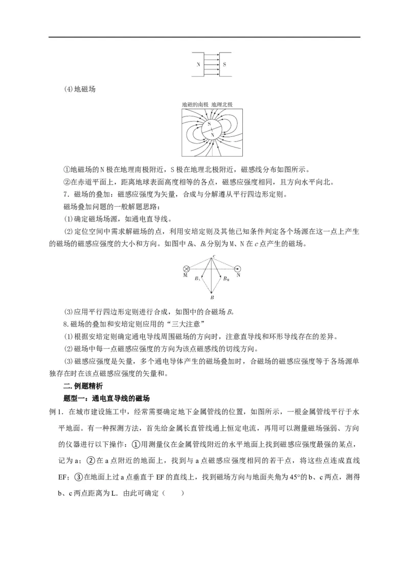 第73讲磁场及磁场的叠加（原卷版）_4.2025物理总复习_2023年新高复习资料_专项复习_2023届高三物理高考复习101微专题模型精讲精练