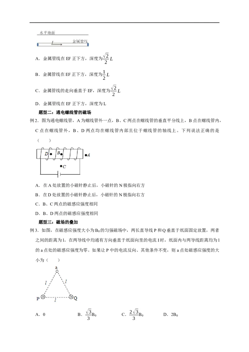 第73讲磁场及磁场的叠加（原卷版）_4.2025物理总复习_2023年新高复习资料_专项复习_2023届高三物理高考复习101微专题模型精讲精练