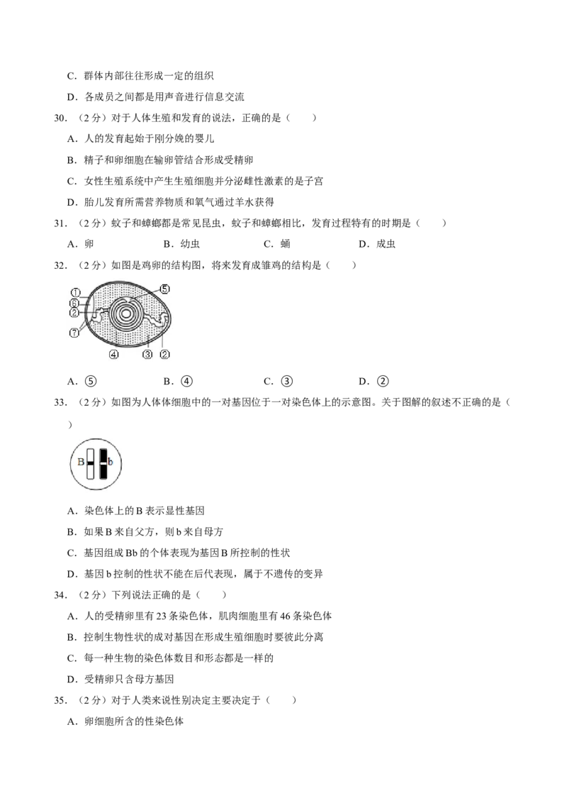 2009年广东省中考生物真题及答案_❤广东中考真题备考2026_8.广东中考生物2008-2025