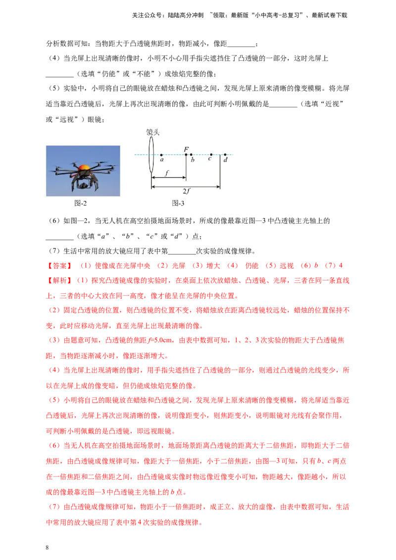 模块三实验专题40探究凸透镜成像的规律（解析版）_02中考总复习（2026版更新中）_04-物理-中考总复习_2025年中考复习资料_（2025中考全国通用）2024年中考物理真题分类汇编