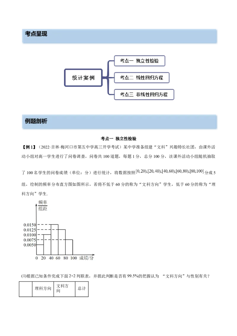 8.5统计案例（精讲）（提升版）（解析版）_2.2025数学总复习_2023年新高考资料_一轮复习_2023年高考数学一轮复习（提升版）（新高考地区专用）