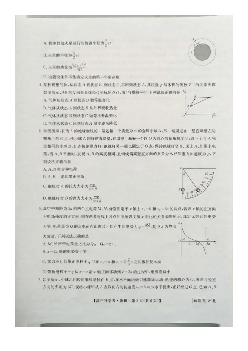 河北省邯郸市部分学校2022-2023学年高三下学期开学考试物理试题_4.2025物理总复习_2023年新高复习资料_3物理高考模拟题_新高考_2023九师联盟高三下学期开学考试（新高考）1.29-30物理