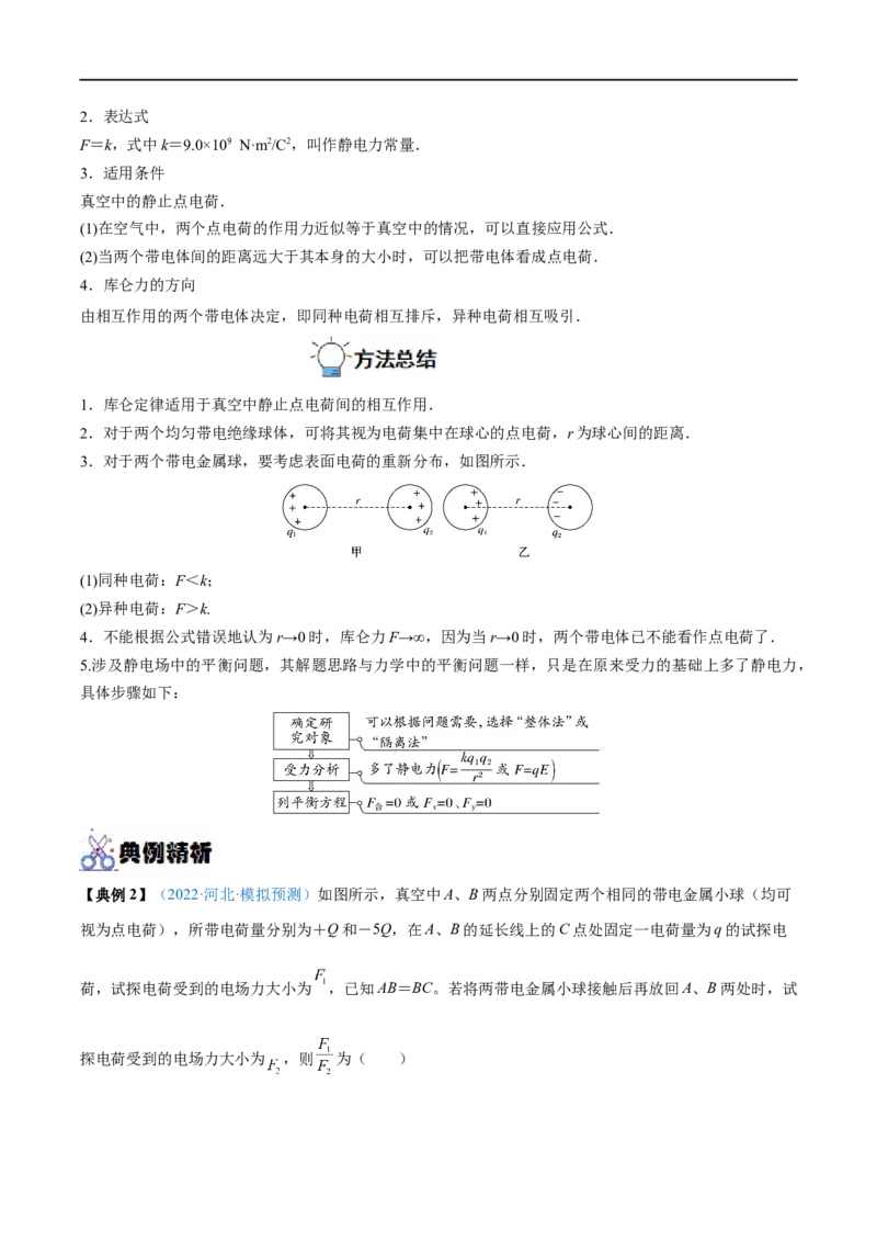 专题18静电场中力的性质&mdash;&mdash;全攻略备战2023年高考物理一轮重难点复习（原卷版）_4.2025物理总复习_2023年新高复习资料_一轮复习_全攻略备战2023年高考物理一轮重难点复习