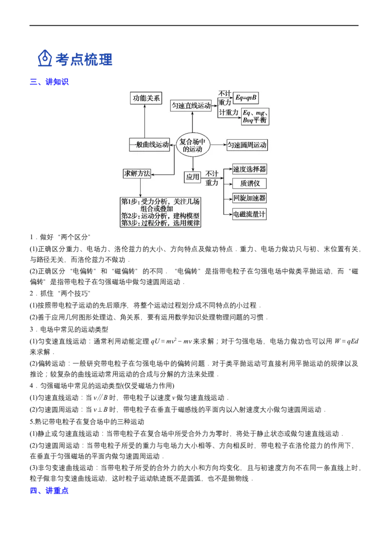 专题3.4带电粒子在复合场运动（讲）-2023年高考物理二轮复习讲练测（新高考专用）（解析版）_4.2025物理总复习_2023年新高复习资料_二轮复习
