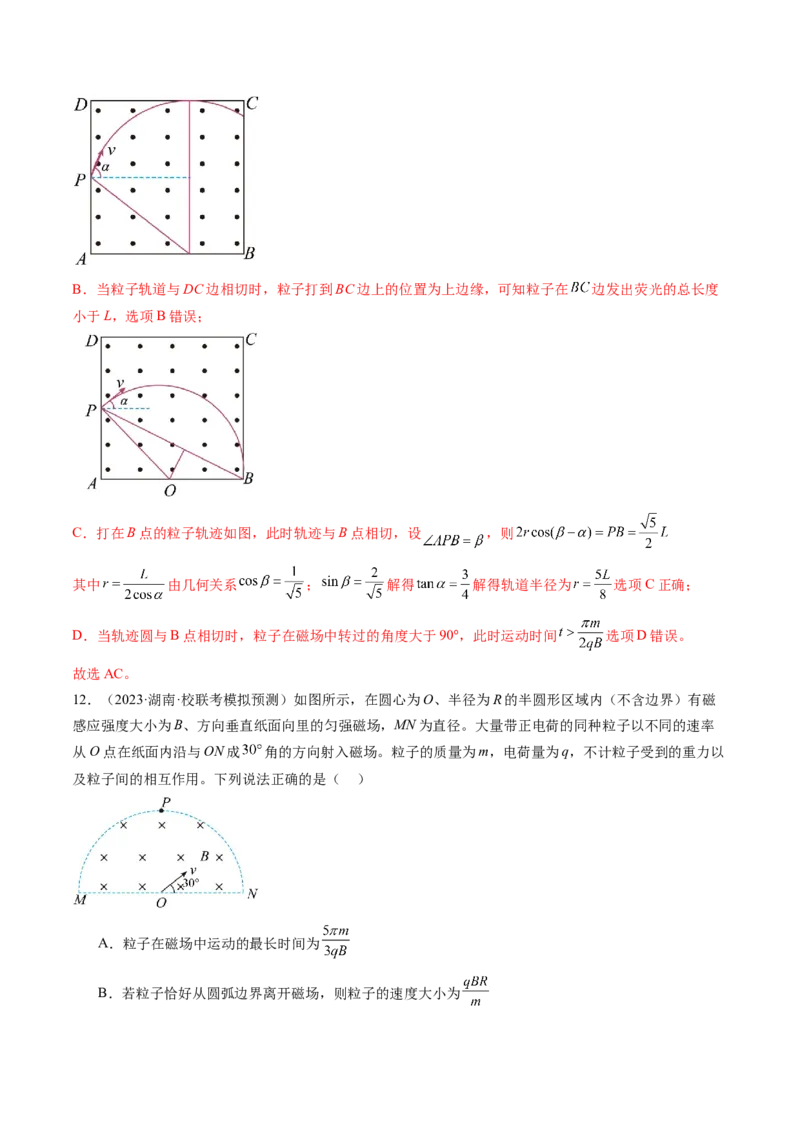 第51讲带电粒子在有界匀强磁场中的运动（练习）（解析版）_4.2025物理总复习_2024年新高考资料_1.2024一轮复习_2024年高考物理一轮复习讲练测（新教材新高考）
