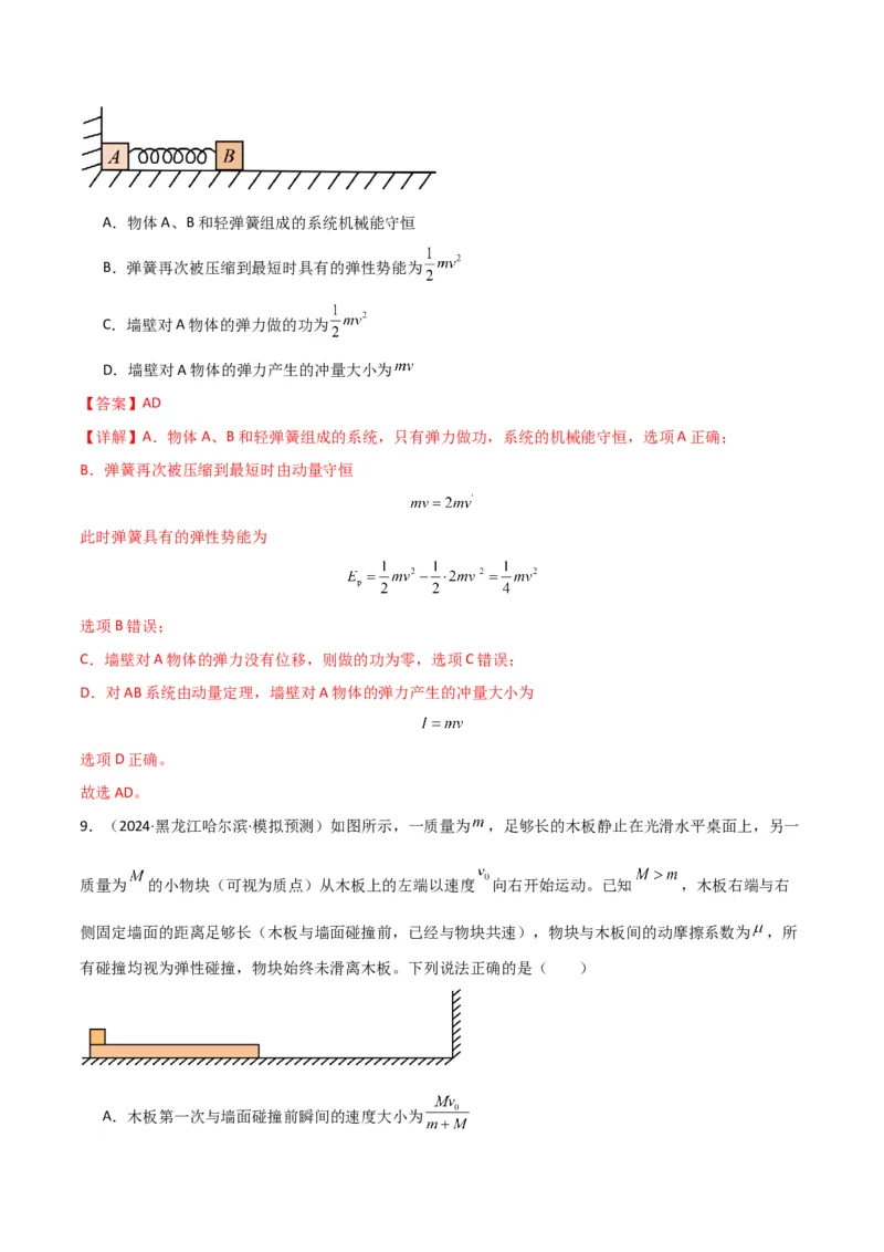 专题突破卷06动量守恒定律的综合应用专题（碰撞问题，弹簧问题，板块问题，曲面斜面问题，子弹木块问题，人船模型）（解析版）_4.2025物理总复习_2025年新高考资料_一轮复习