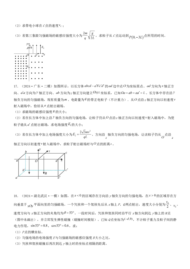 压轴题08带电粒子在复合场、组合场中的运动（原卷版）_4.2025物理总复习_2024年新高考资料_5.2024三轮冲刺_2024年高考物理压轴题专项训练（新高考通用）