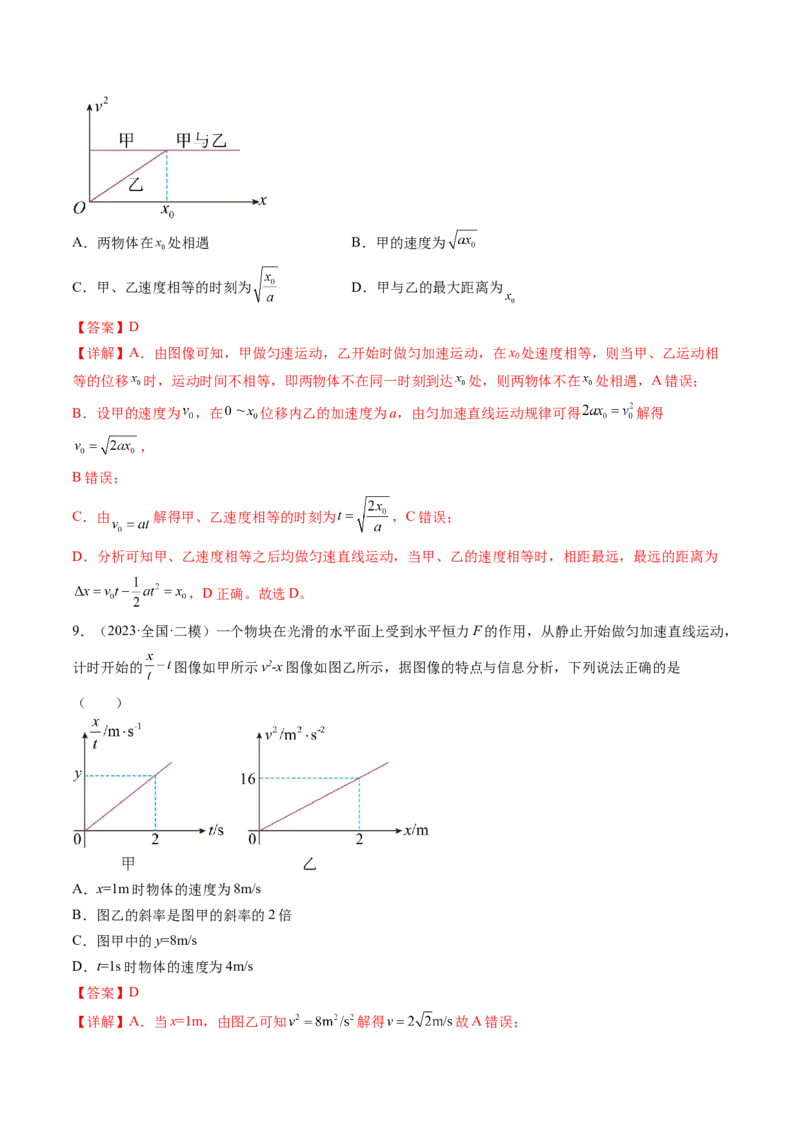 第04讲运动图像问题追及相遇问题（练习）（解析版）_4.2025物理总复习_2024年新高考资料_1.2024一轮复习_2024年高考物理一轮复习讲练测（新教材新高考）