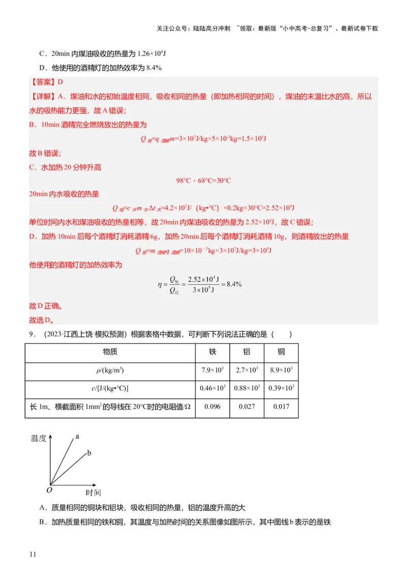 压轴题13图像题、表格题（解析版）_02中考总复习（2026版更新中）_04-物理-中考总复习_2024年中考复习资料_三轮复习_2024年中考物理压轴题专项训练（全国通用）