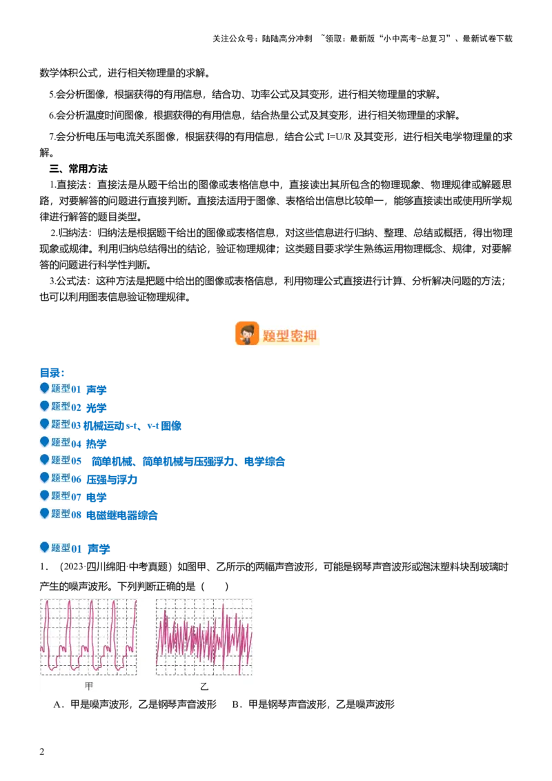 压轴题13图像题、表格题（解析版）_02中考总复习（2026版更新中）_04-物理-中考总复习_2024年中考复习资料_三轮复习_2024年中考物理压轴题专项训练（全国通用）