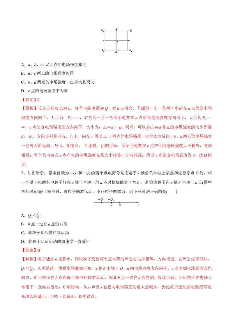 第一讲电场力的性质（解析版）_4.2025物理总复习_2023年新高复习资料_一轮复习_2023年高三物理一轮复习精讲精练278111462_第八章静电场