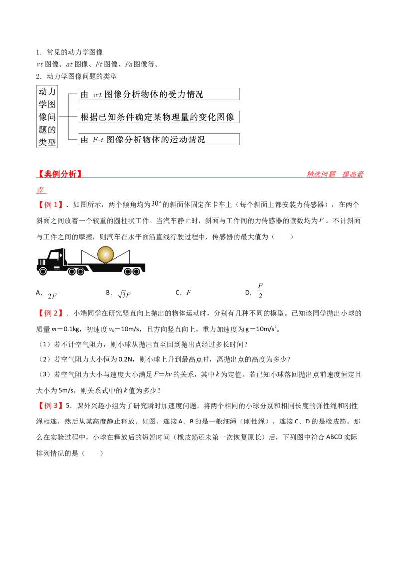 第12讲牛顿第二定律的简单应用-2024届高中物理一轮复习提升素养导学案（全国通用）原卷版_4.2025物理总复习_2024年新高考资料_1.2024一轮复习