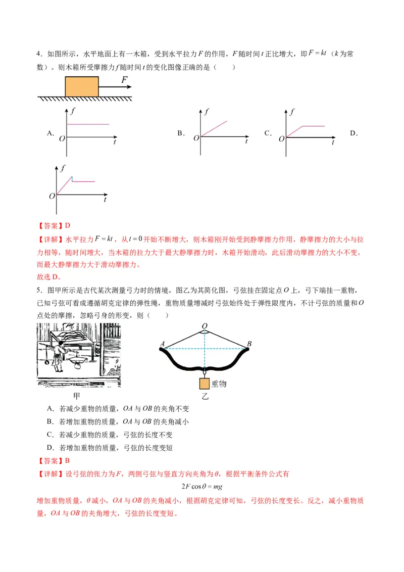 测试二相互作用（解析版）_4.2025物理总复习_2025年新高考资料_一轮复习_2025年高考物理一轮复习讲练测（新教材新高考）